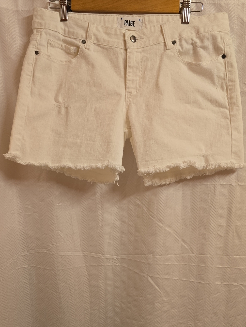 Paige Shorts Women's Size 8 Size 29 White Frayed-hem Cut Offs Distressed